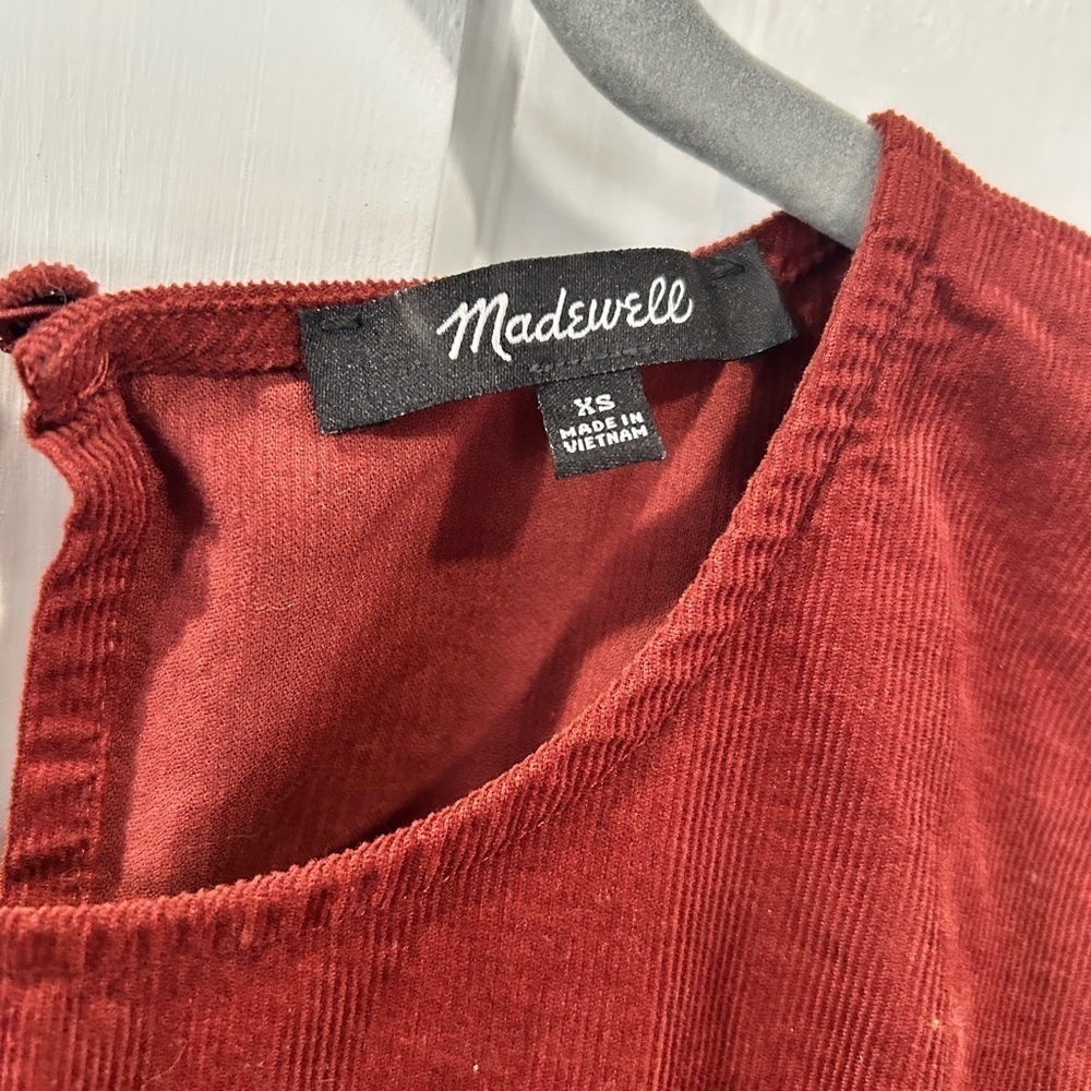 Madewell Corduroy Puff Sleeve Dress Rust Extra Small - Picture 6 of 8
